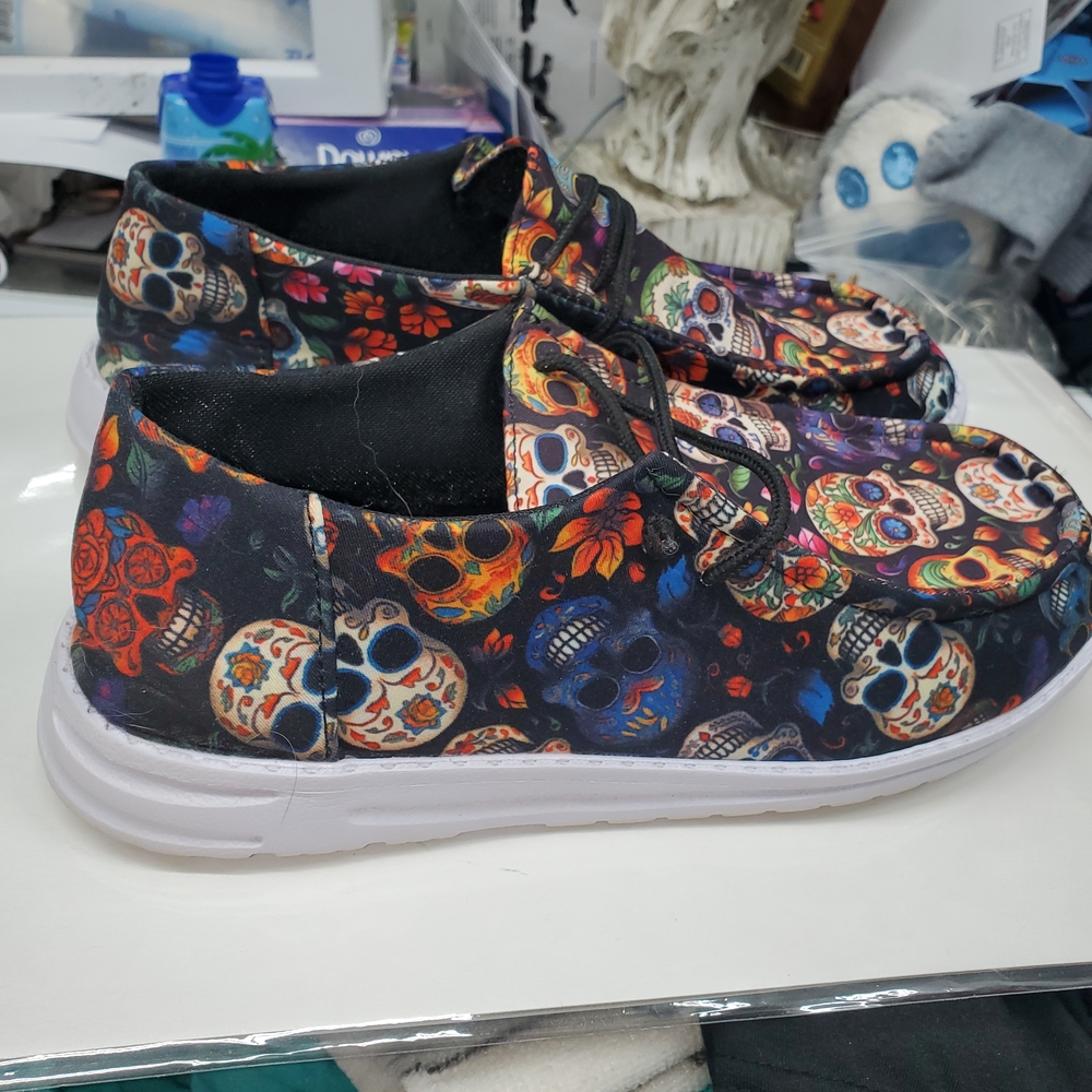 Colorful Skull Print Kids Shoes